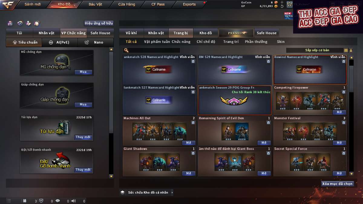 shop acc cf uy tin gia re